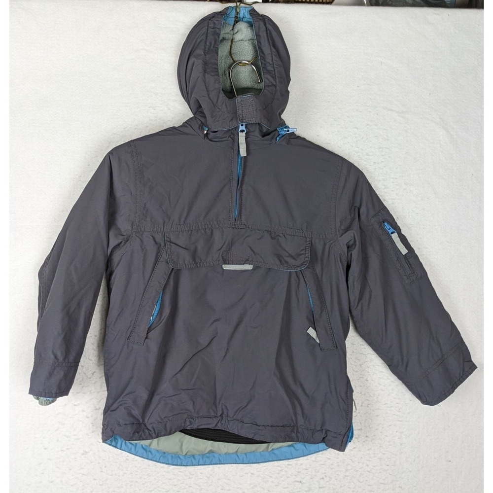 Mini Boden Kids Hooded Anorak Jacket Size 5 to 6 Years Gray Blue 100% Nylon
